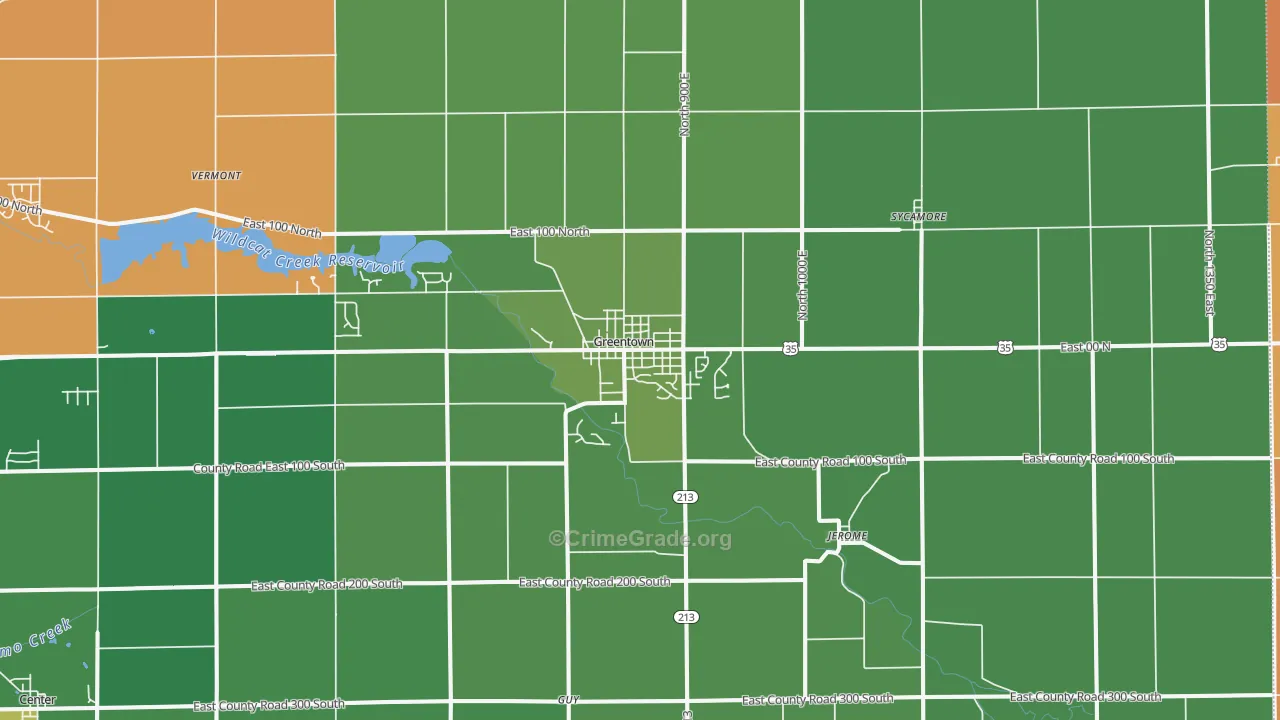 Greentown, IN Map of Murder Rates