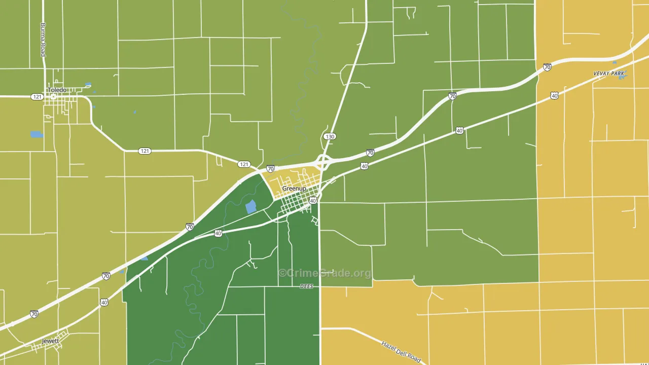 Greenup, IL Map of Murder Rates