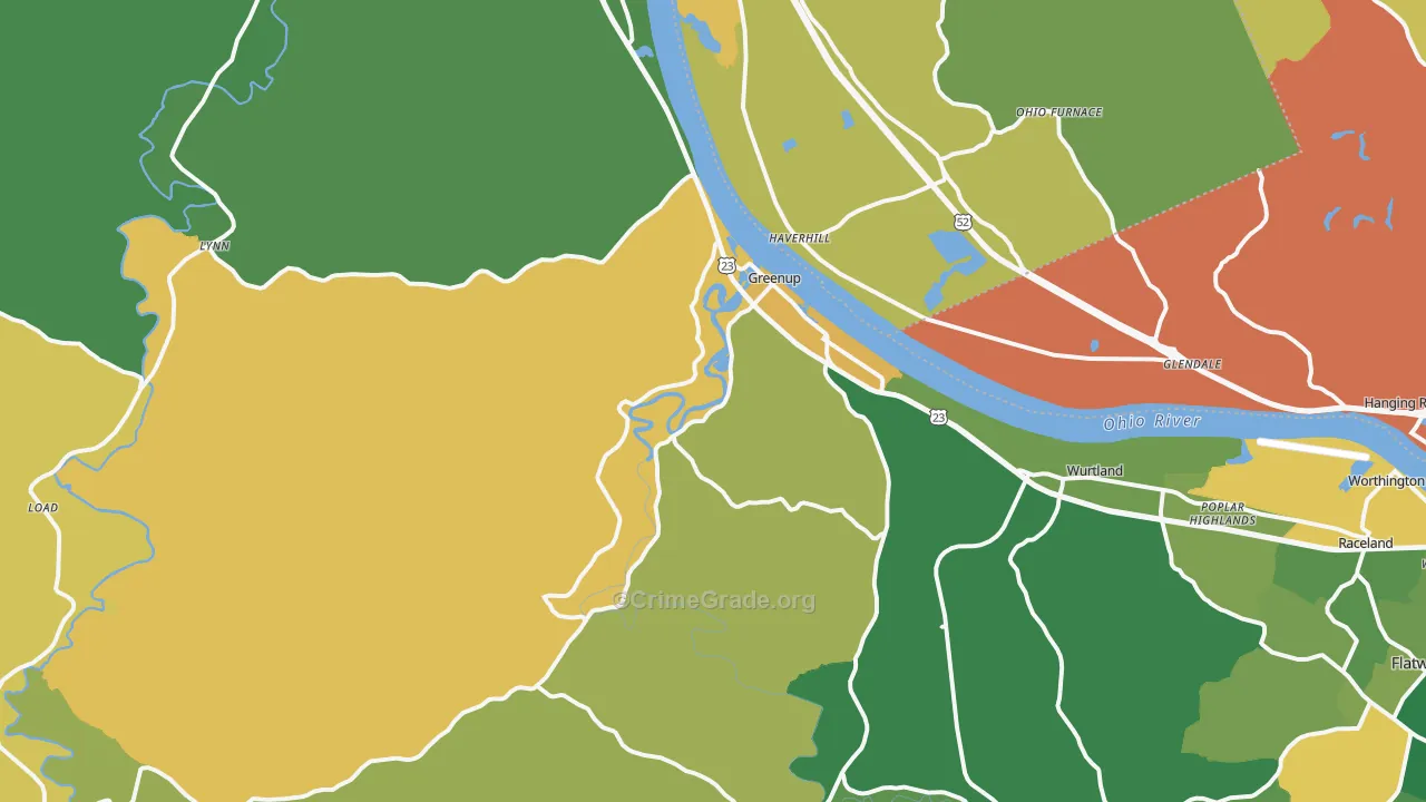 Greenup, KY Map of Murder Rates
