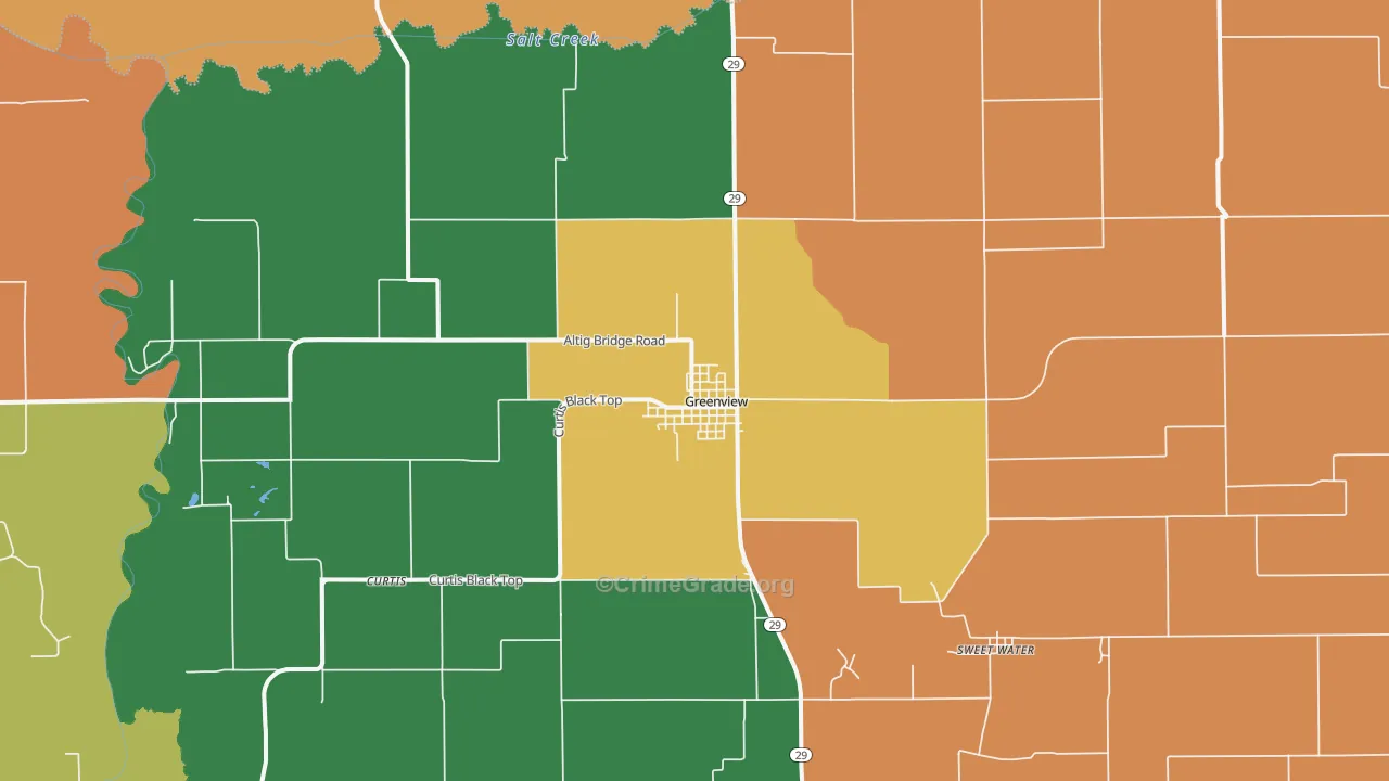 Greenview, IL Map of Murder Rates