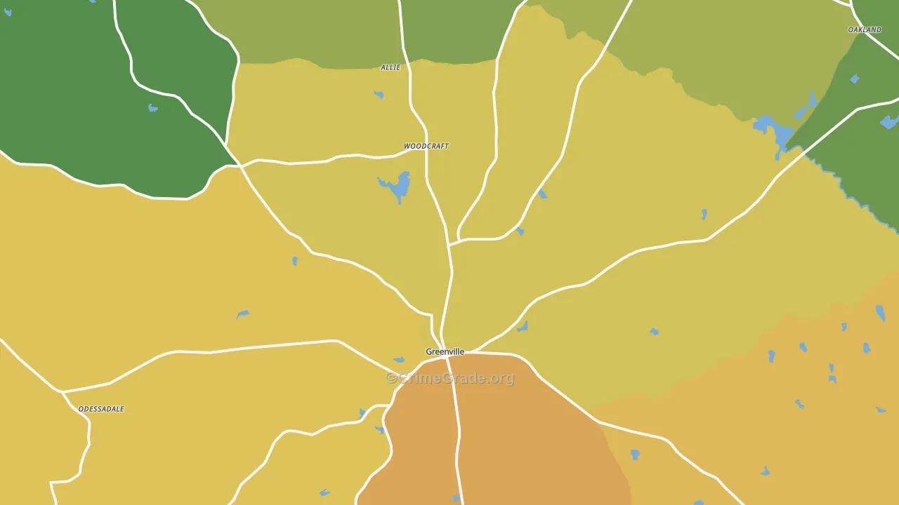Greenville, GA Map of Murder Rates