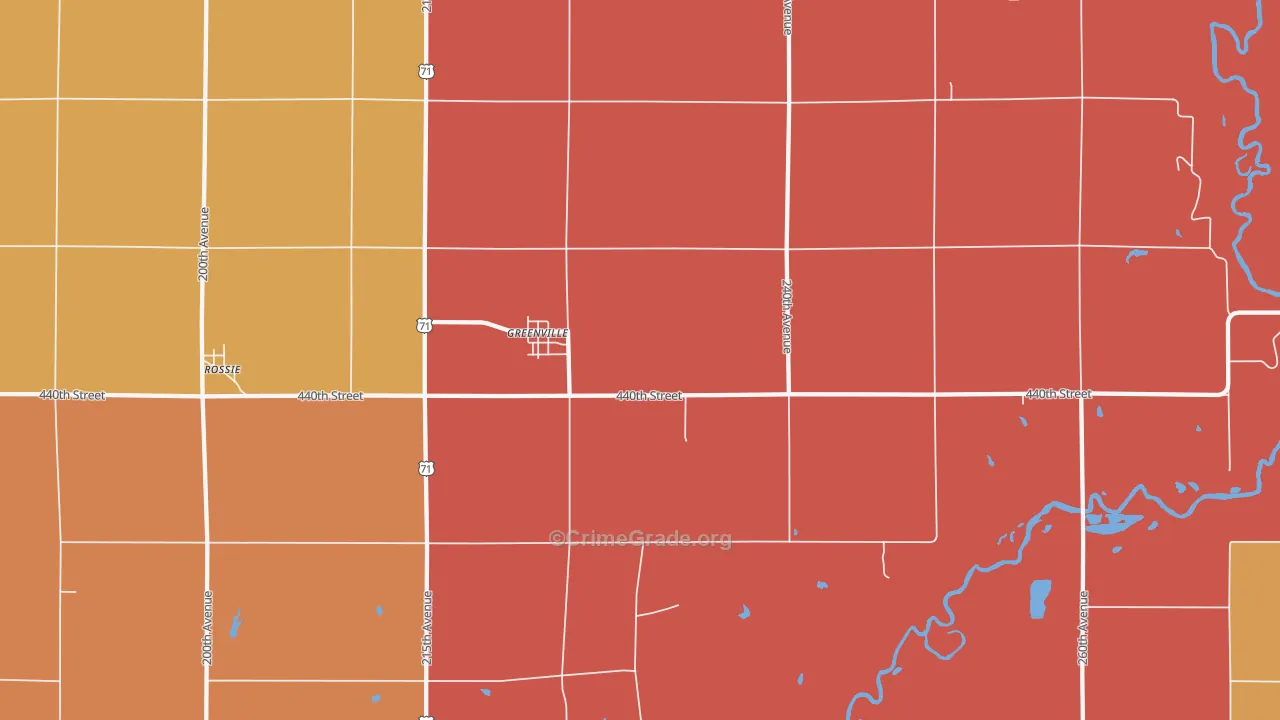 Greenville, IA Map of Murder Rates