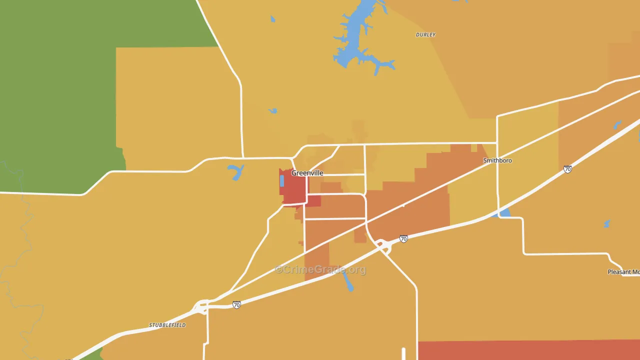 Greenville, IL Map of Murder Rates