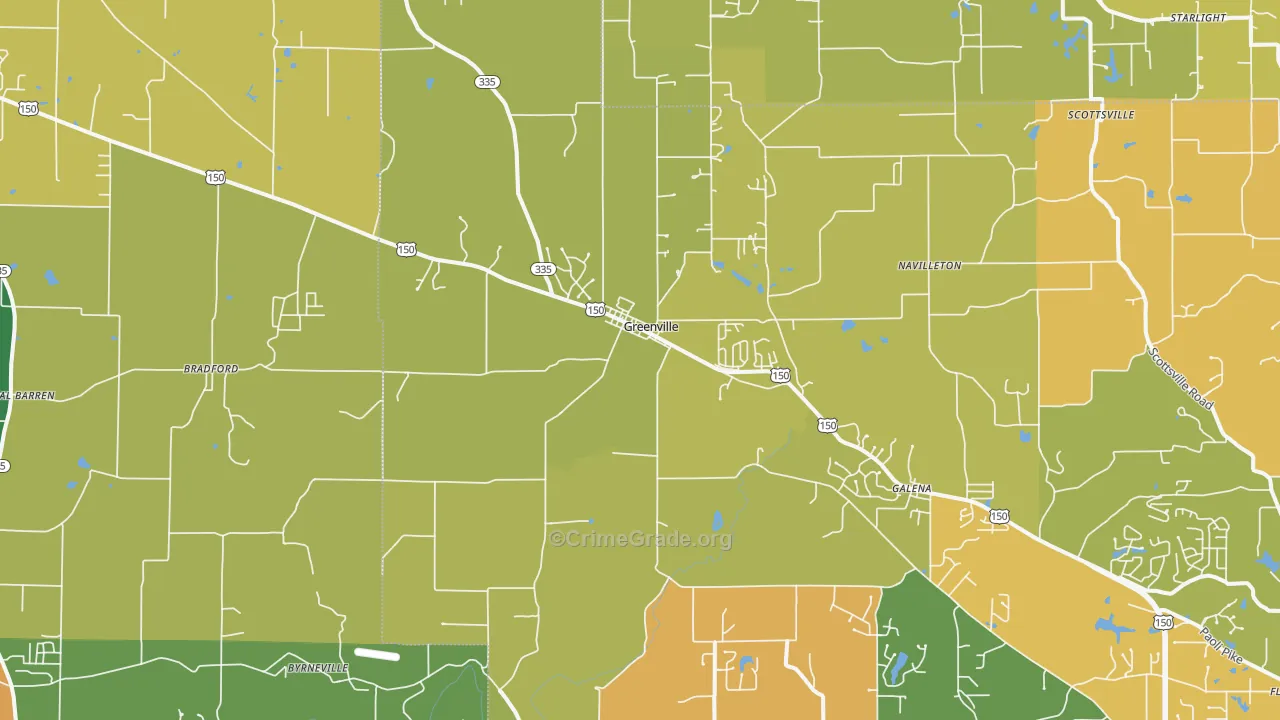 Greenville, IN Map of Murder Rates