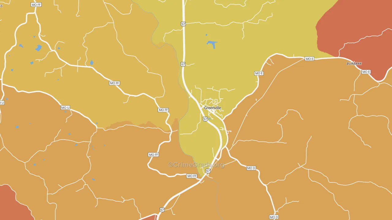 Greenville, MO Map of Murder Rates