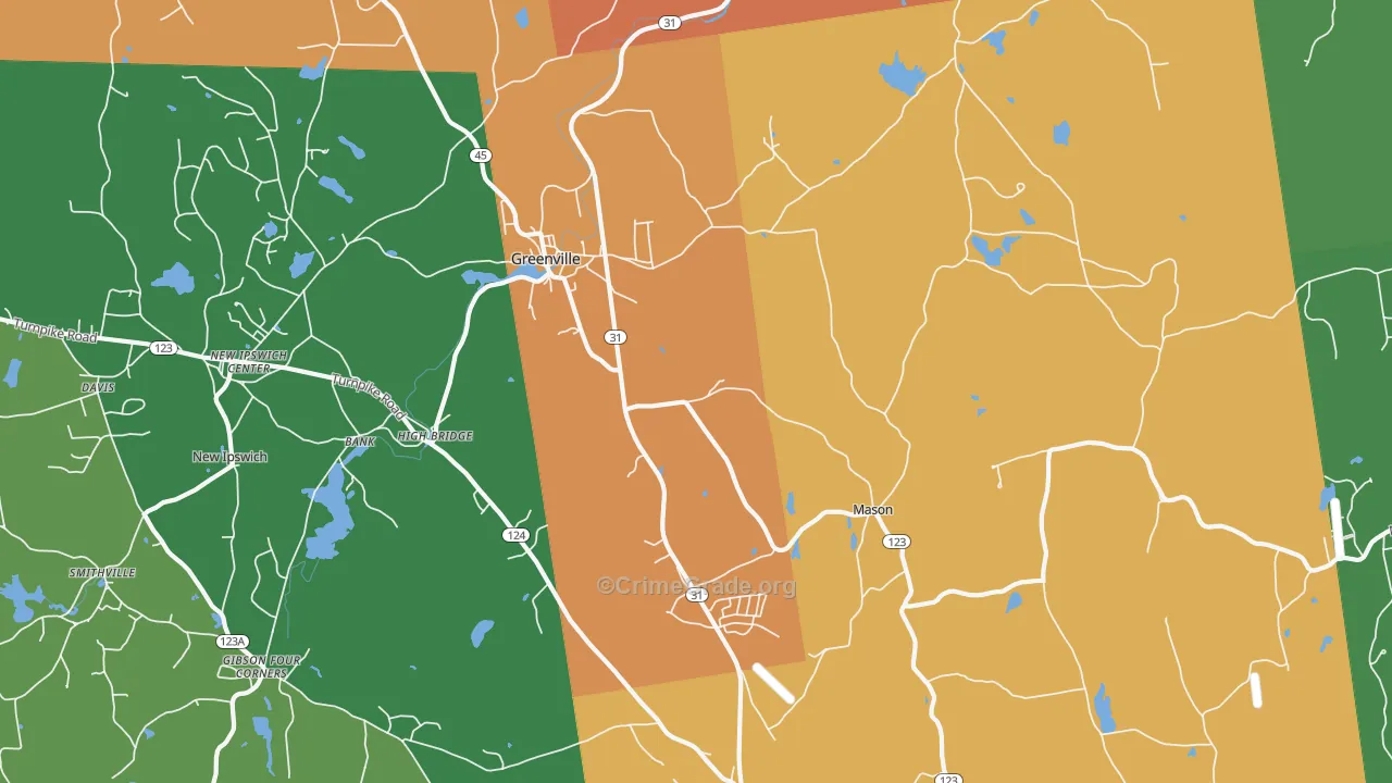 Greenville, NH Map of Murder Rates