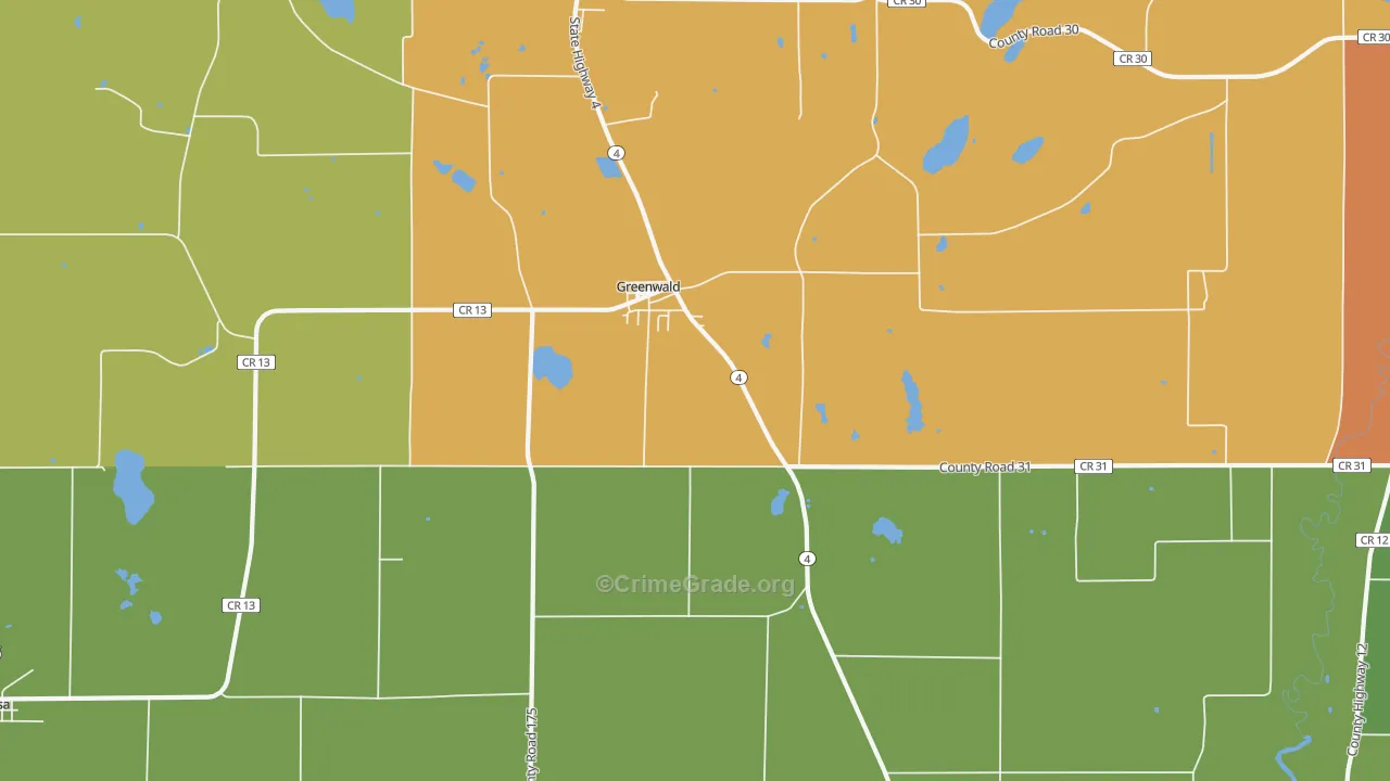 Greenwald, MN Map of Murder Rates