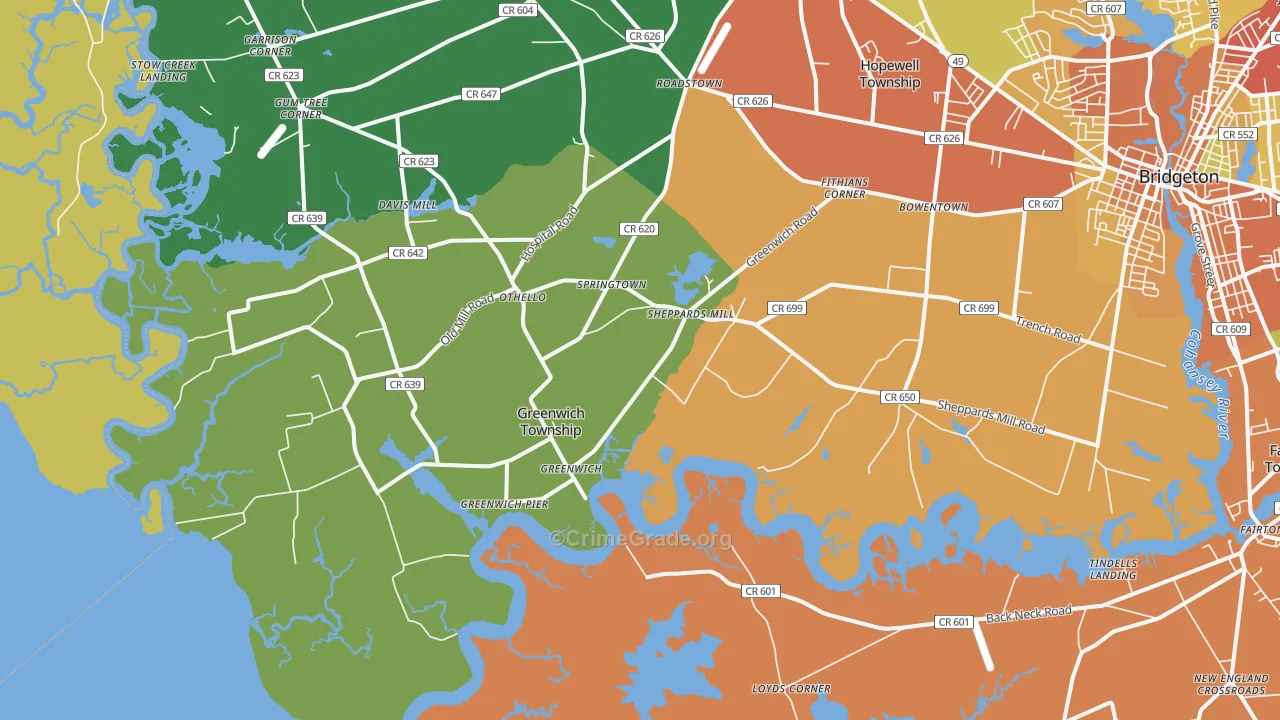Greenwich, NJ Map of Murder Rates