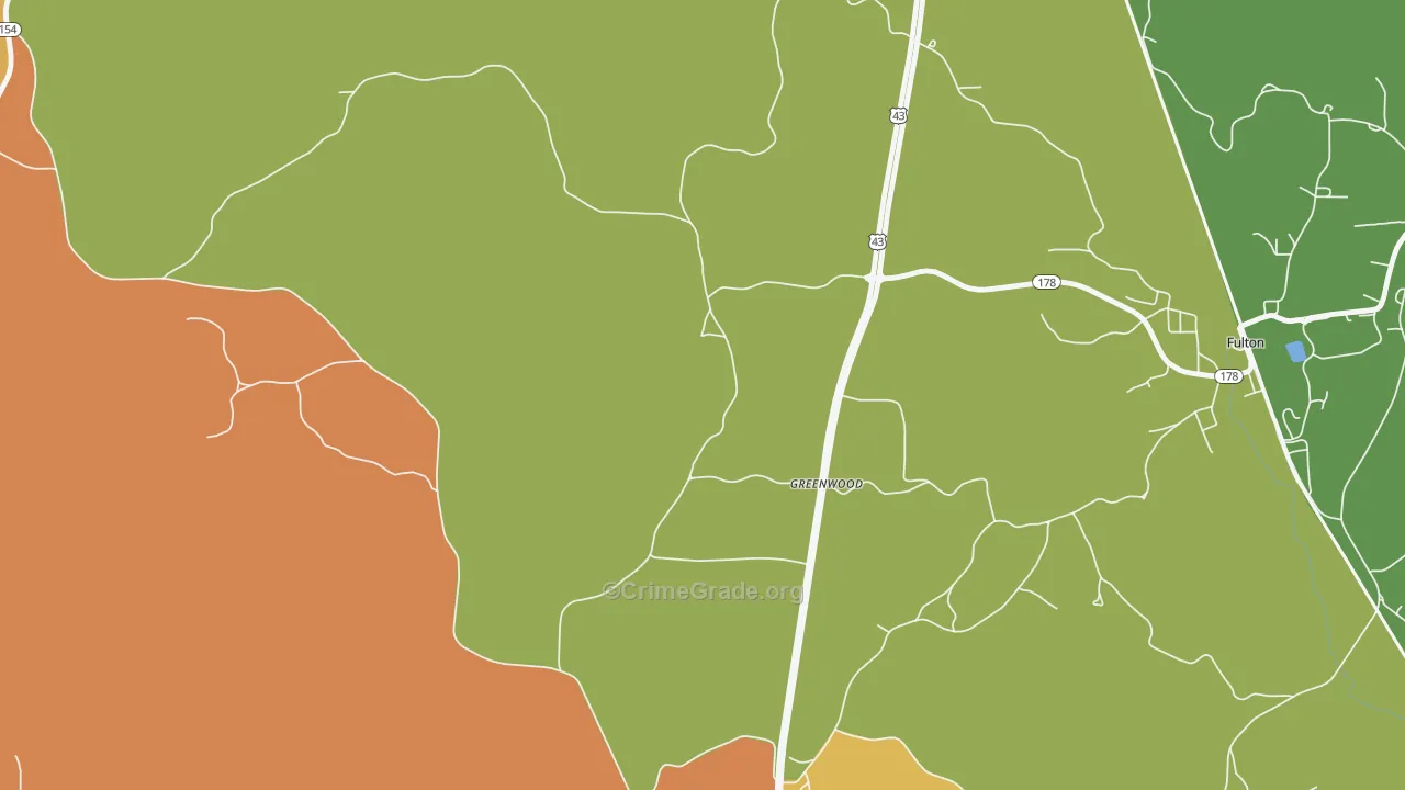 Greenwood, AL Map of Murder Rates