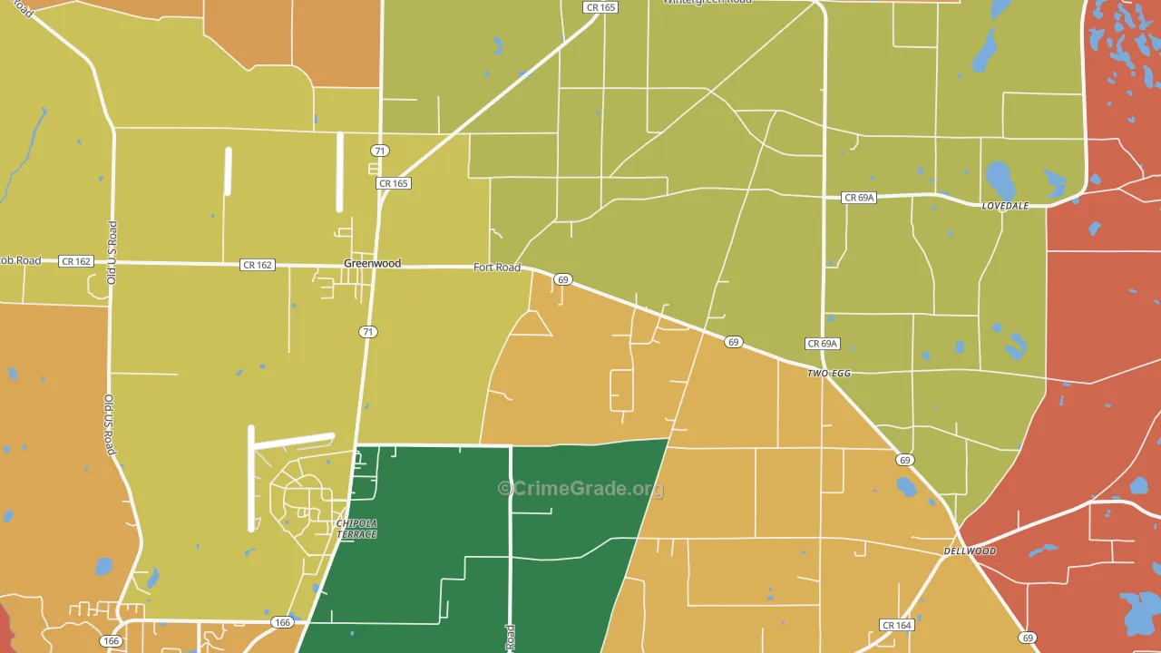 Greenwood, FL Map of Murder Rates
