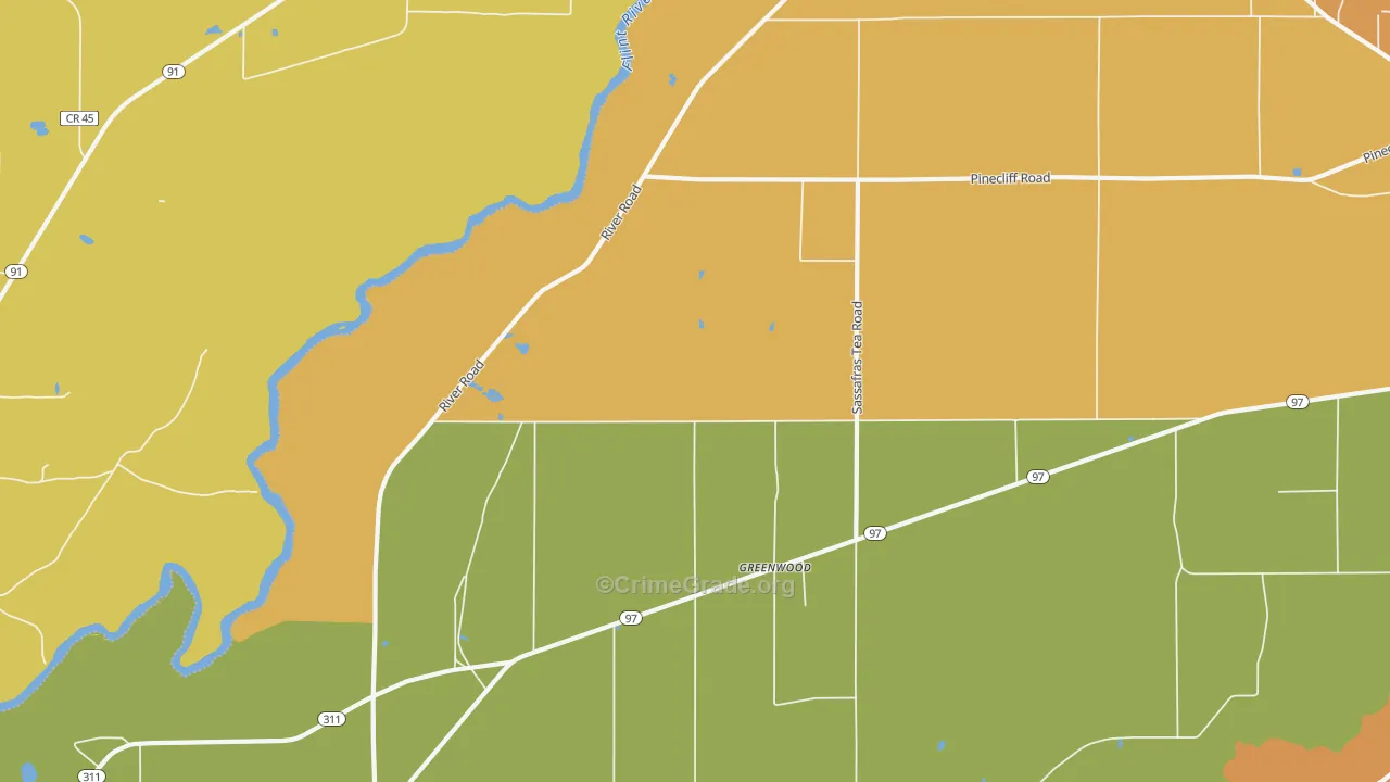 Greenwood, GA Map of Murder Rates