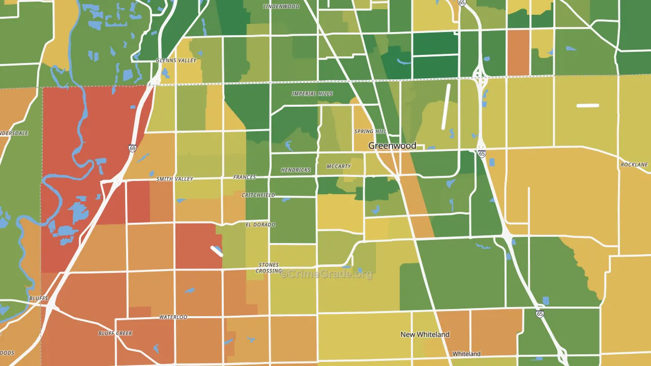 Greenwood, IN Map of Murder Rates