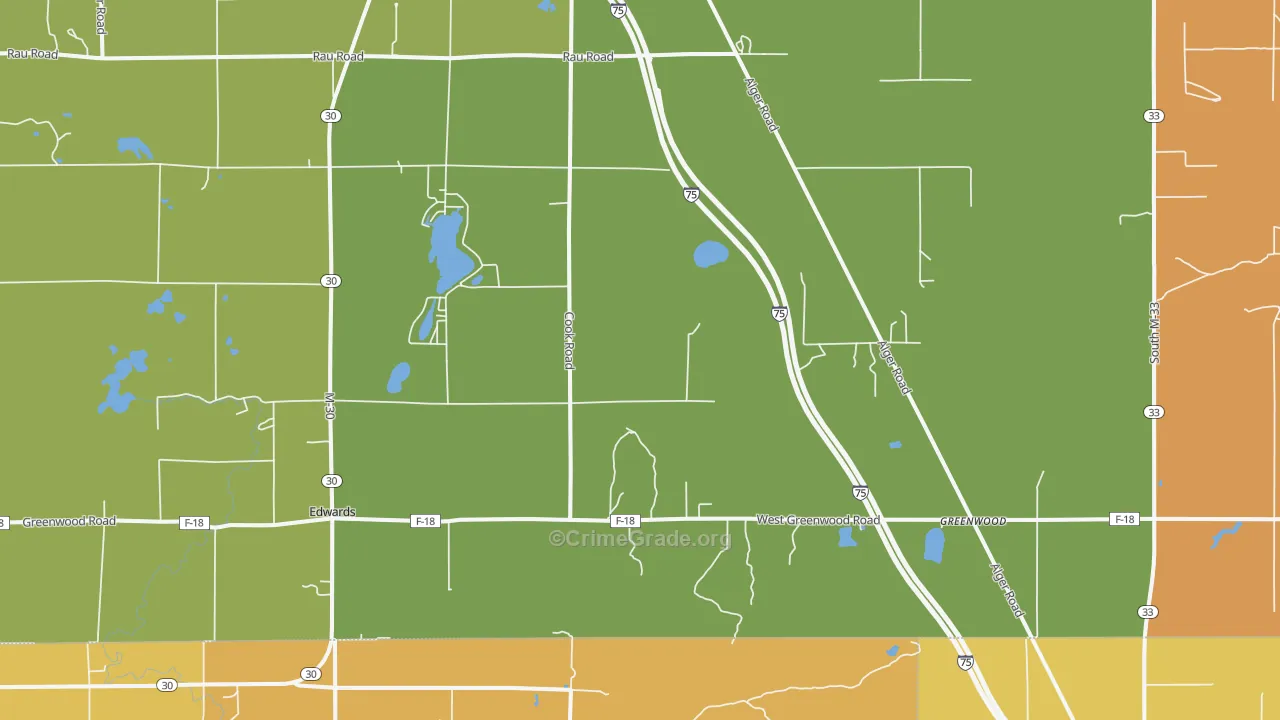 Greenwood, MI Map of Murder Rates