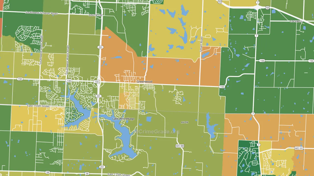 Greenwood, MO Map of Murder Rates
