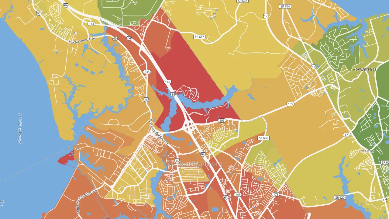 Greenwood, Newport News, VA Map of Murder Rates