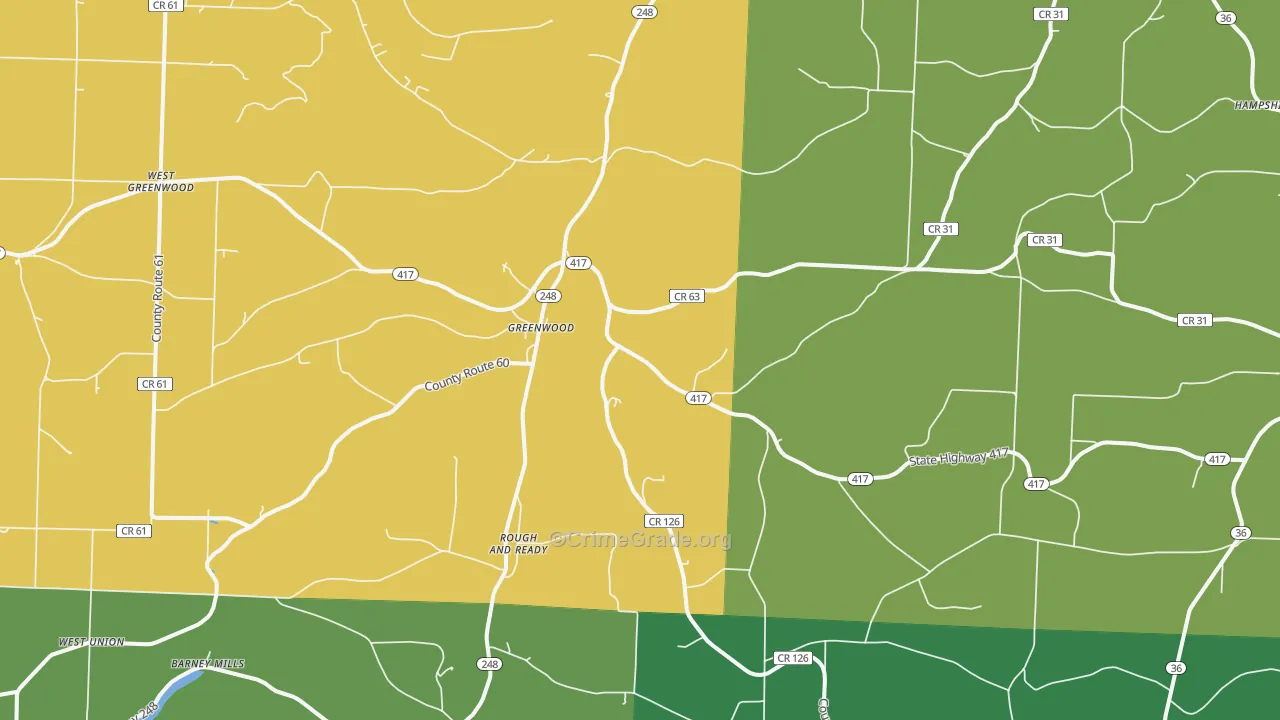 Greenwood, NY Map of Murder Rates