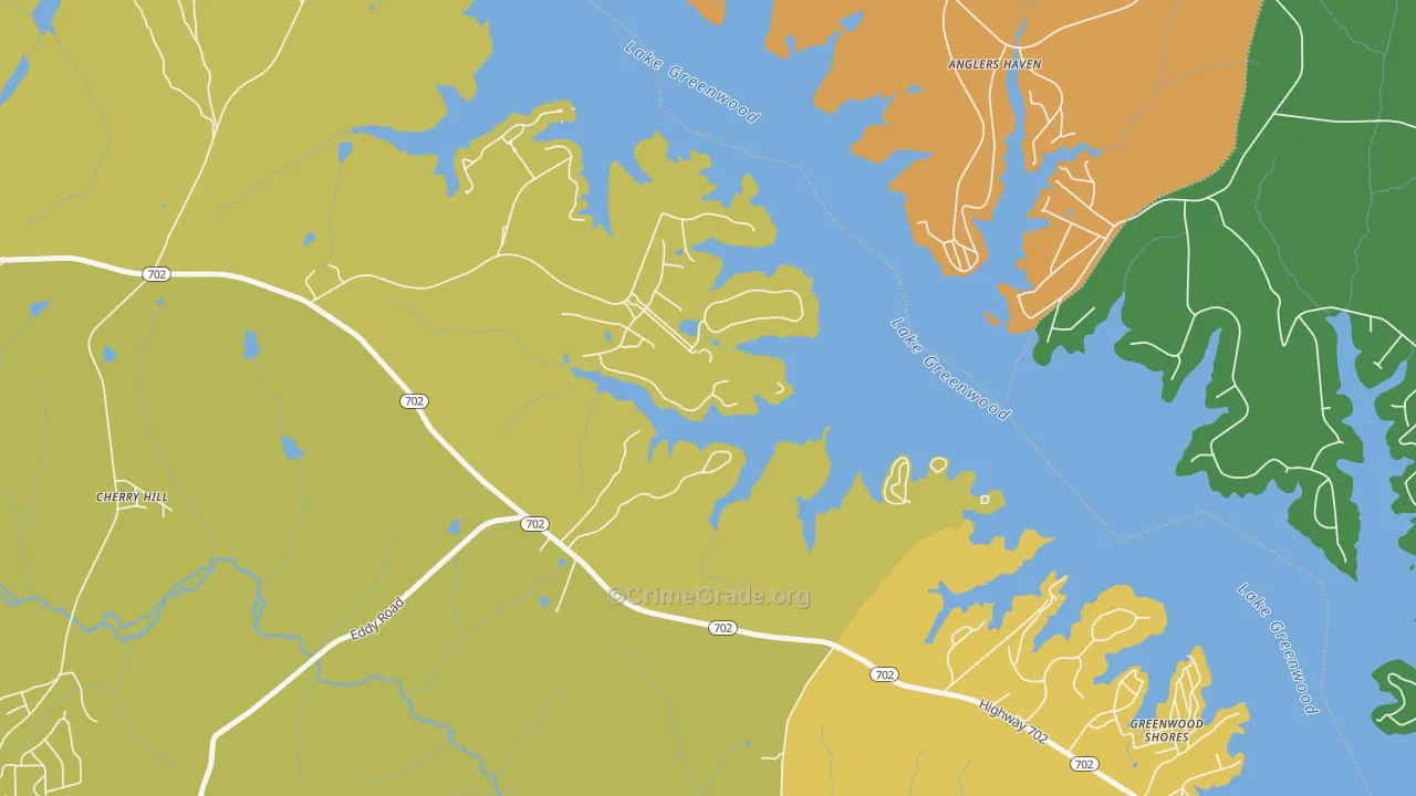 Greenwood Shores, SC Map of Murder Rates