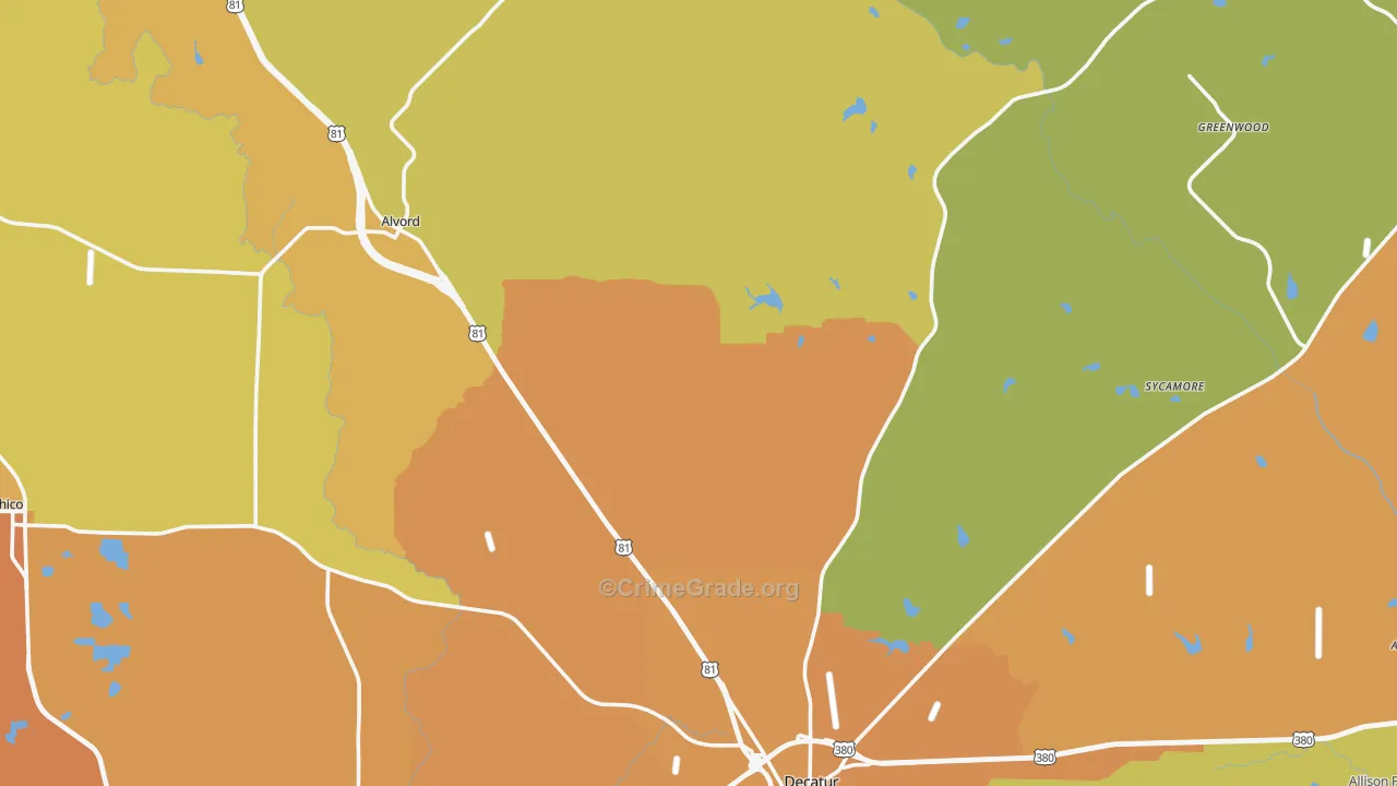 Greenwood, TX Map of Murder Rates