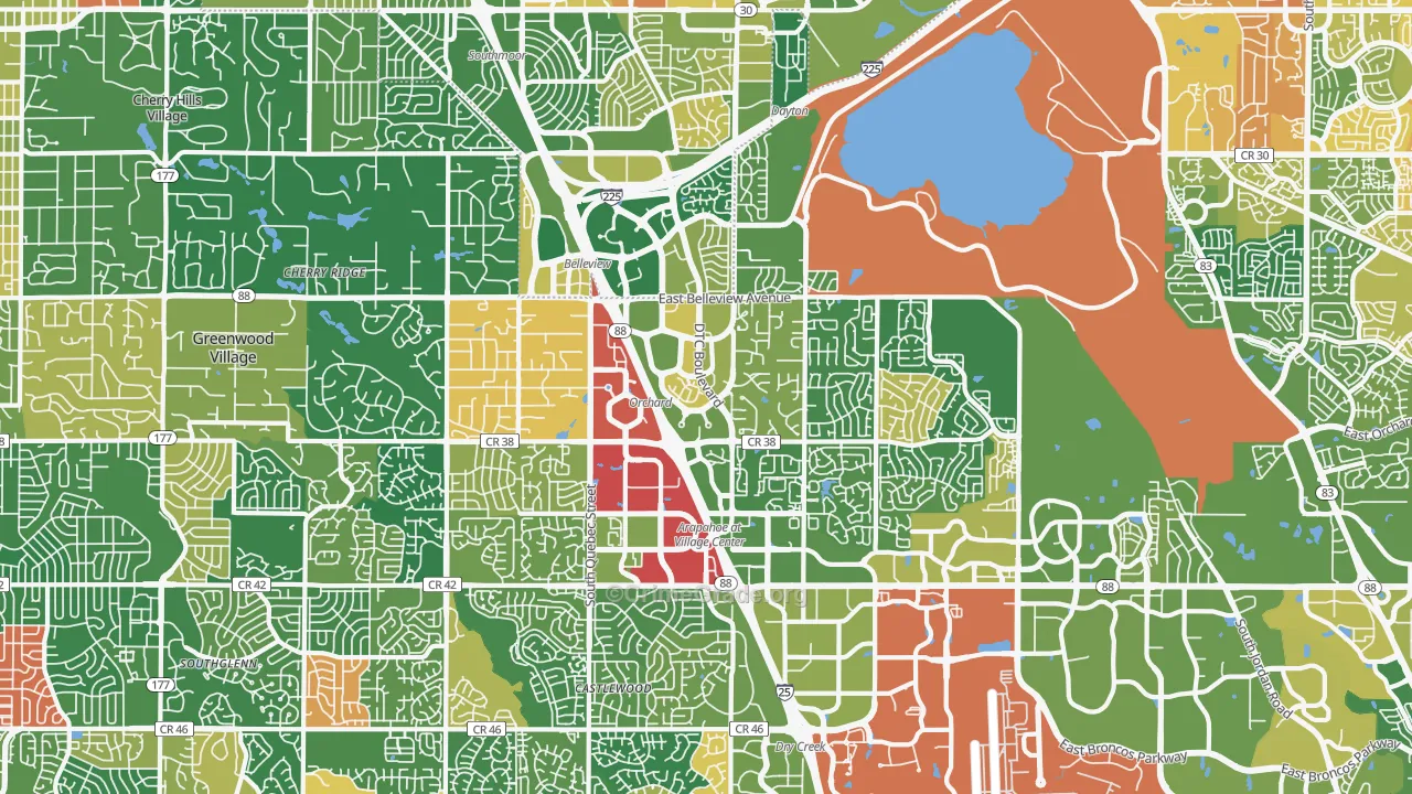 Greenwood Village, CO Map of Murder Rates