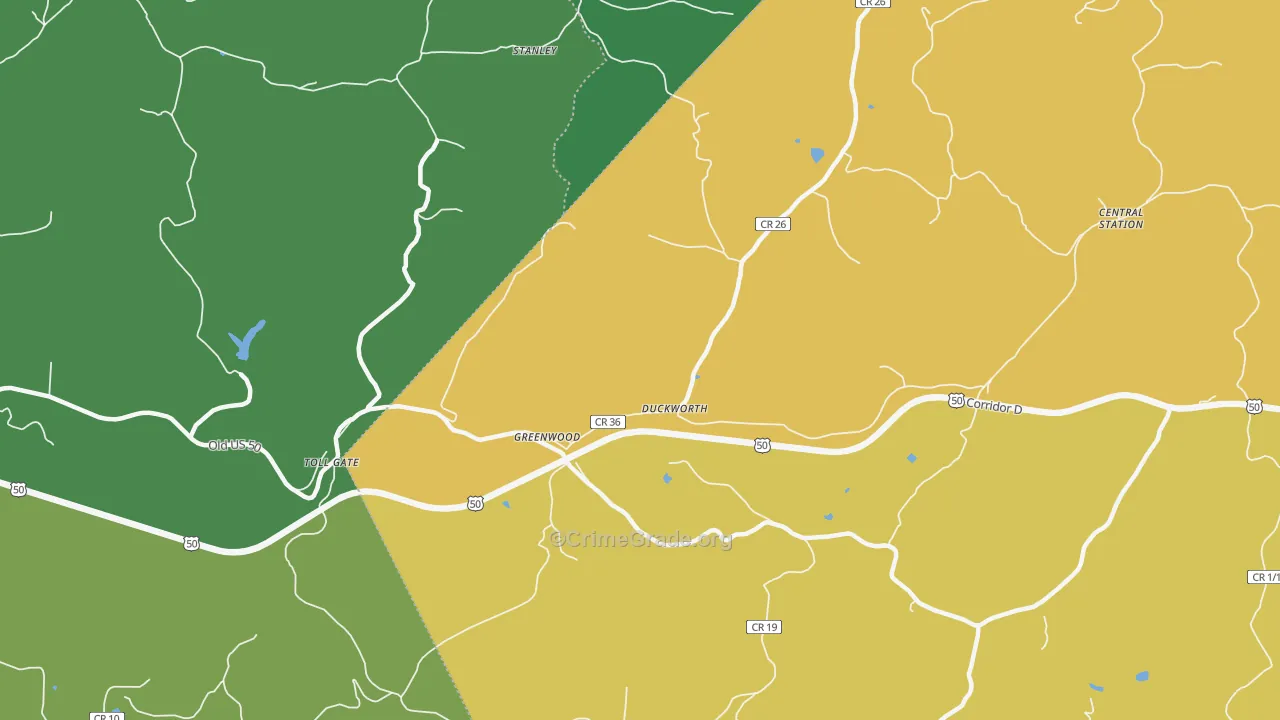 Greenwood, WV Map of Murder Rates
