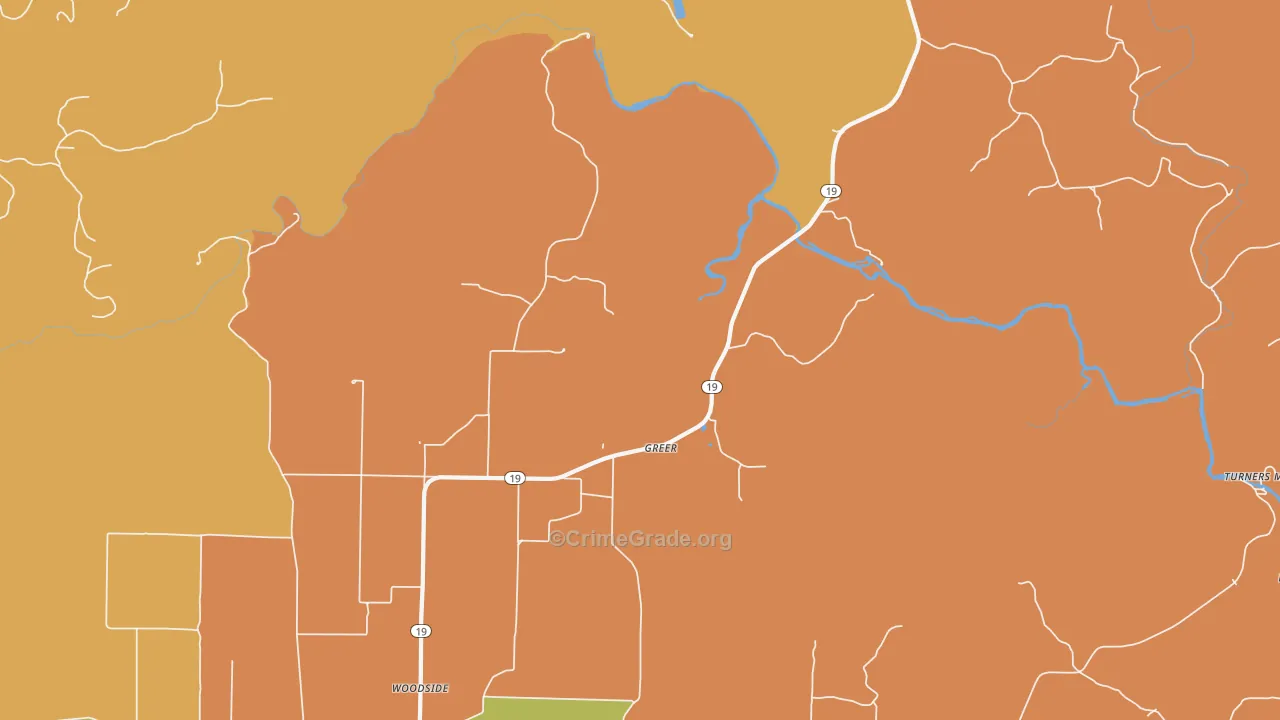 Greer, MO Map of Murder Rates