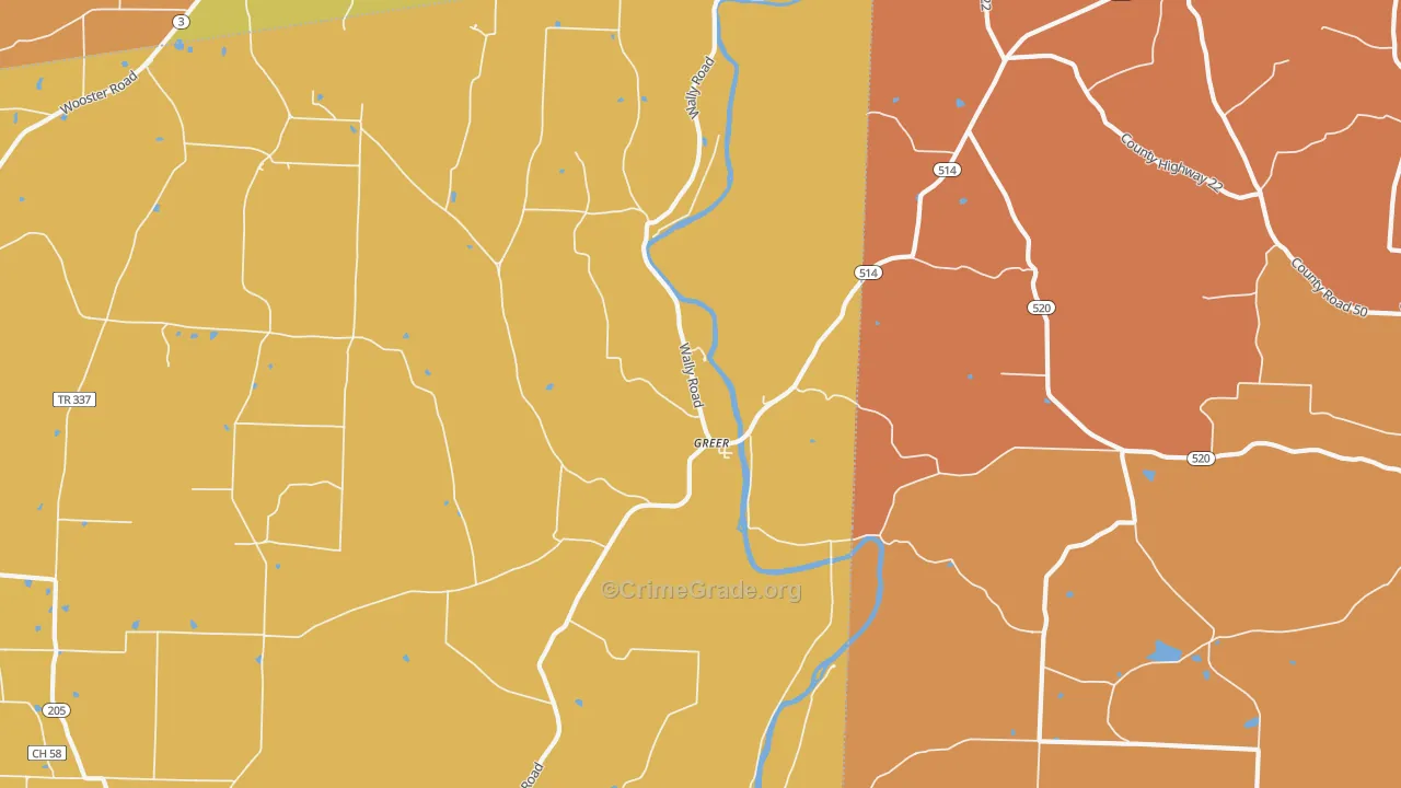 Greer, OH Map of Murder Rates
