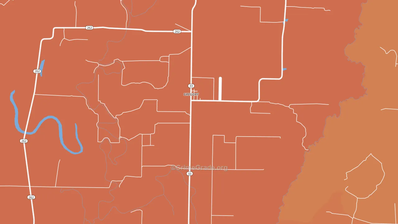 Gregory, AR Map of Murder Rates