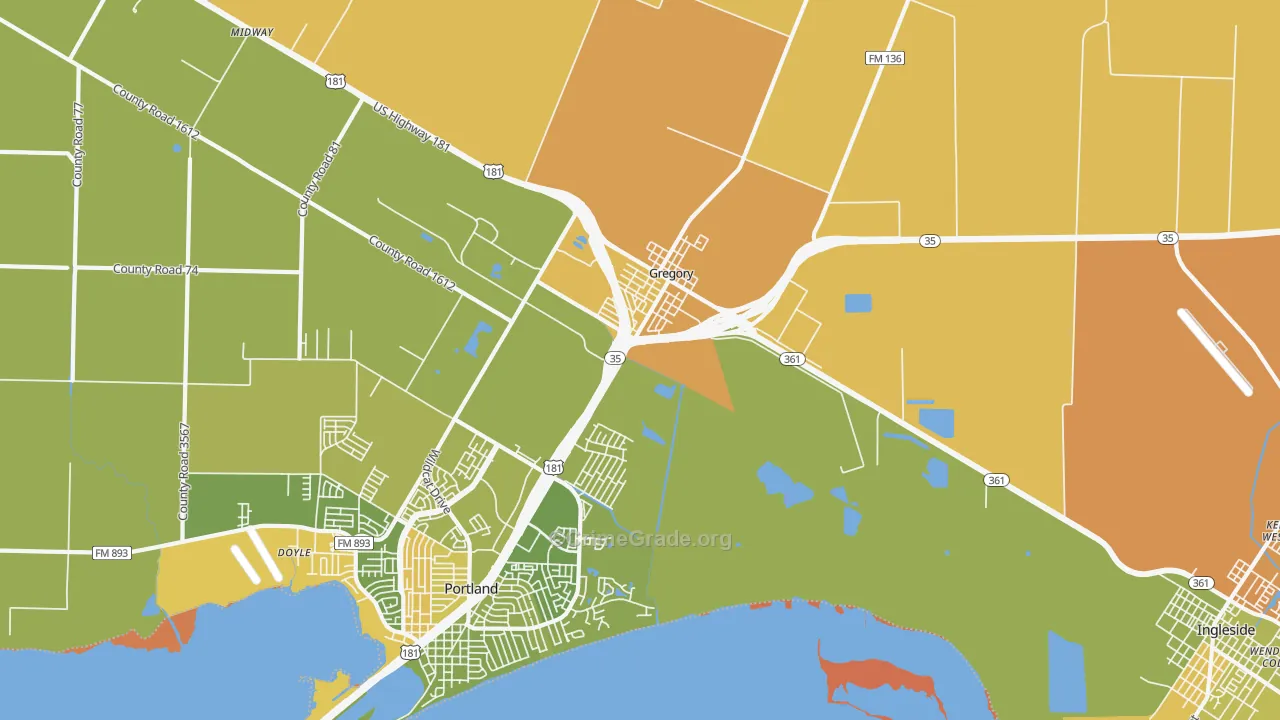 Gregory, TX Map of Murder Rates