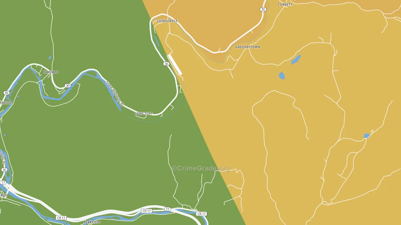 Gregorytown, NY Map of Murder Rates