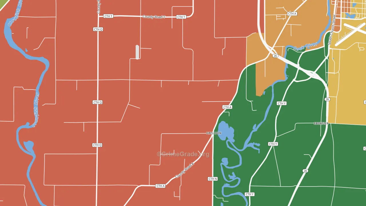 Grellton, WI Map of Murder Rates