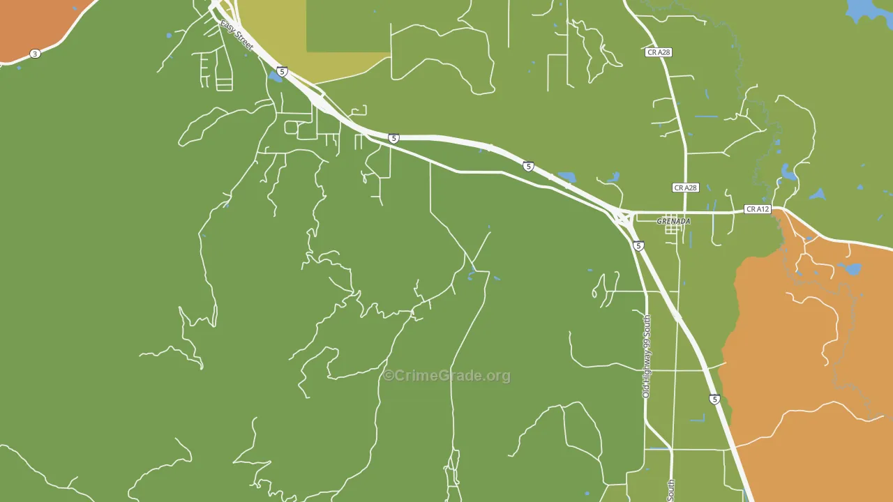 Grenada, CA Map of Murder Rates