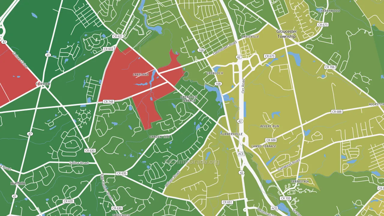Grenloch, NJ Map of Murder Rates
