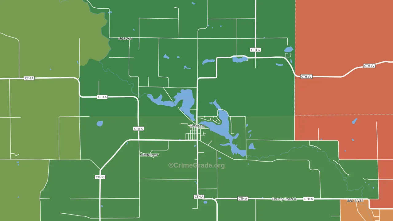 Gresham, WI Map of Murder Rates