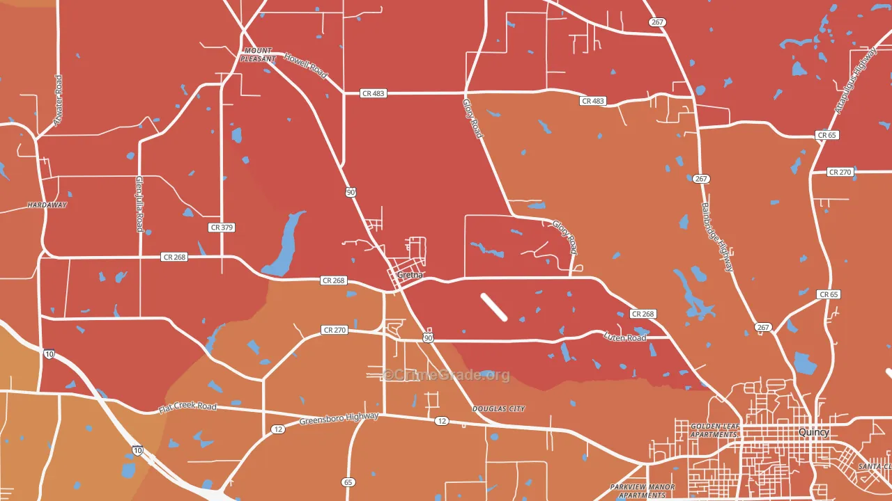 Gretna, FL Map of Murder Rates