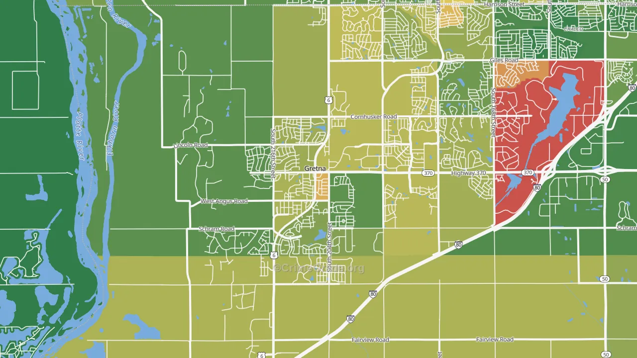 Gretna, NE Map of Murder Rates