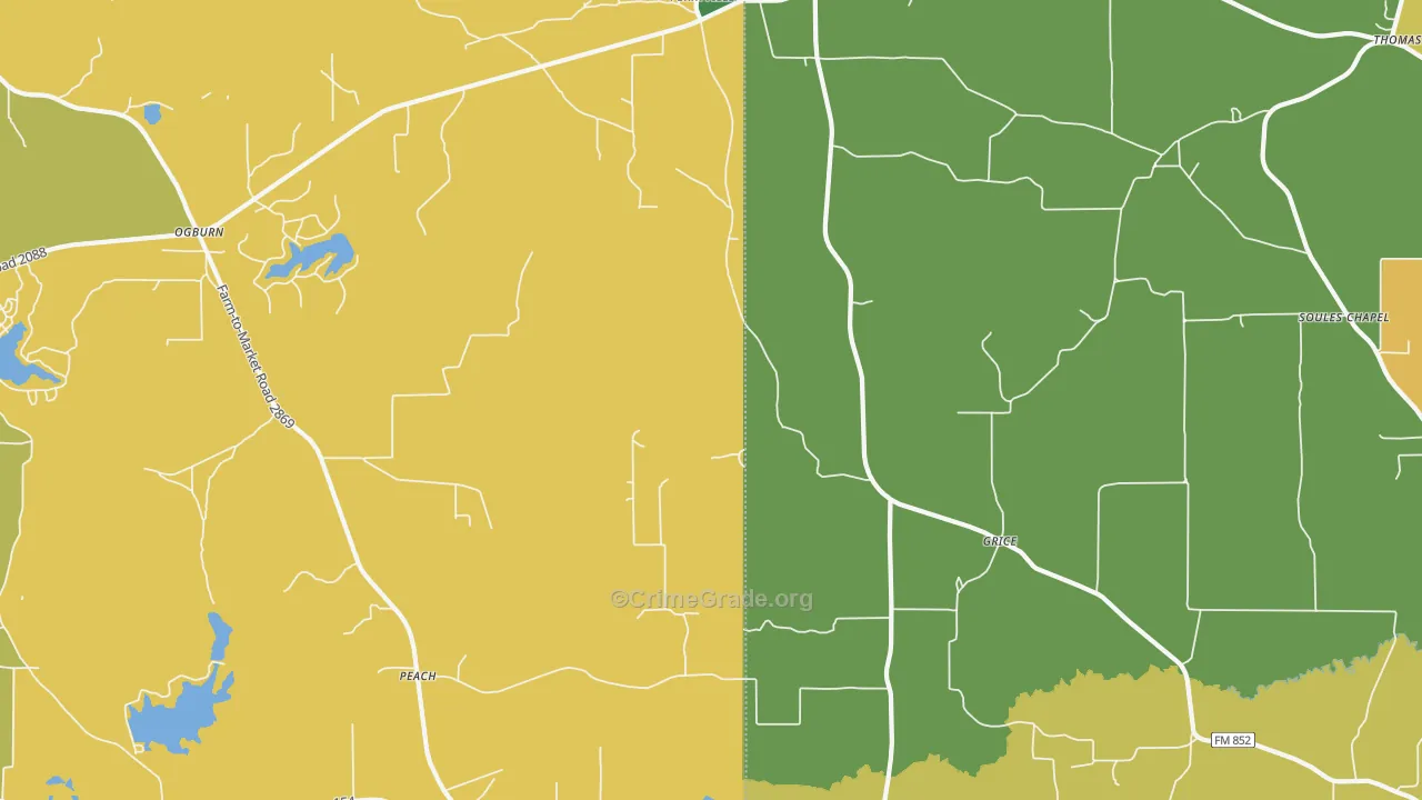 Grice, TX Map of Murder Rates