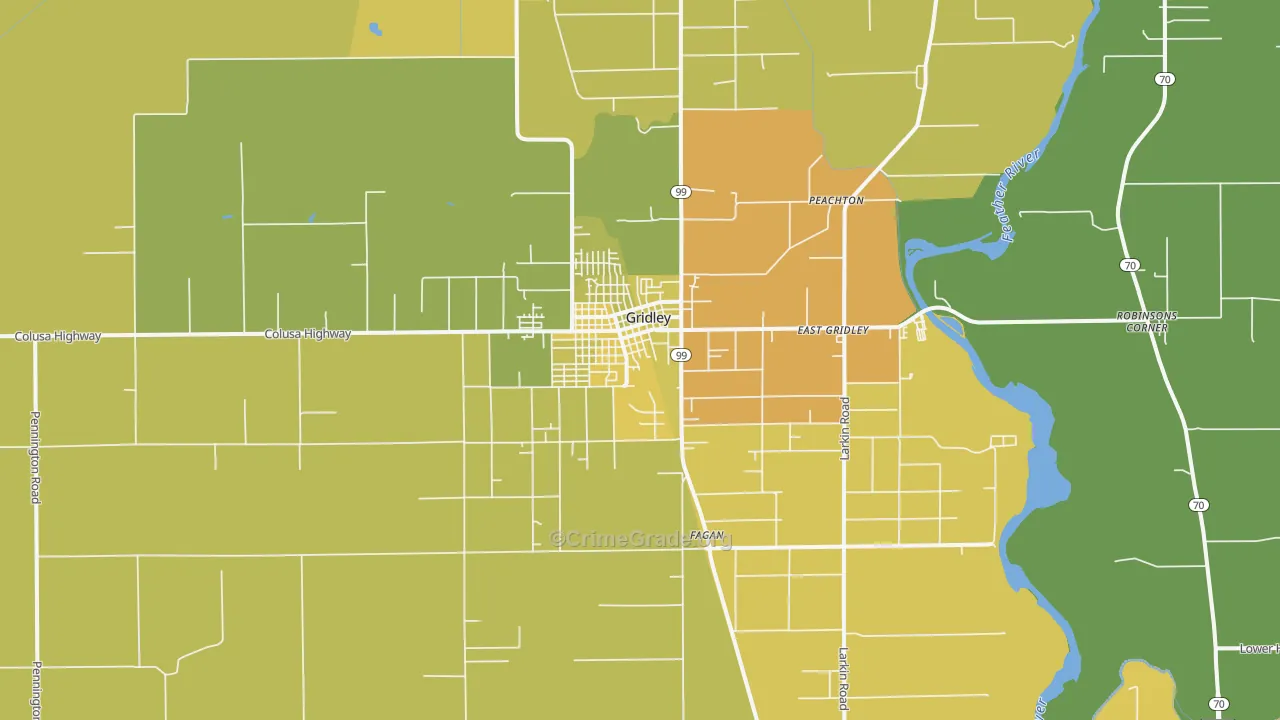 Gridley, CA Map of Murder Rates