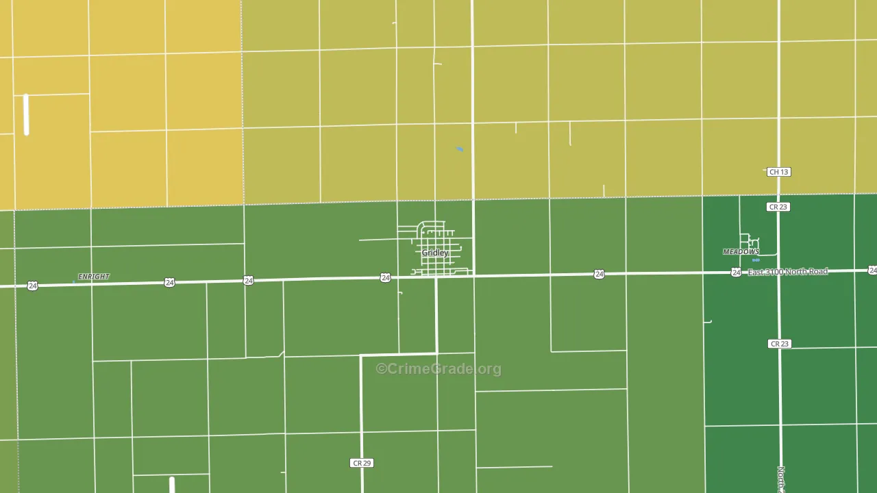 Gridley, IL Map of Murder Rates