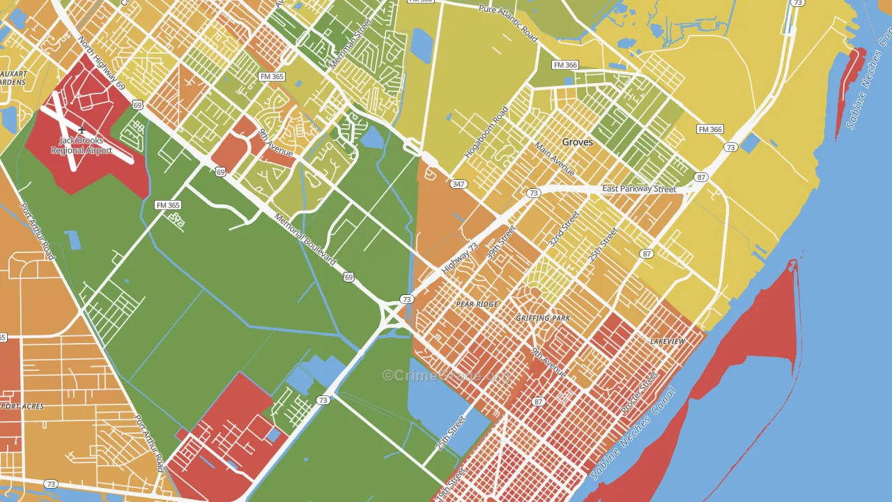 Griffing Park, TX Map of Murder Rates