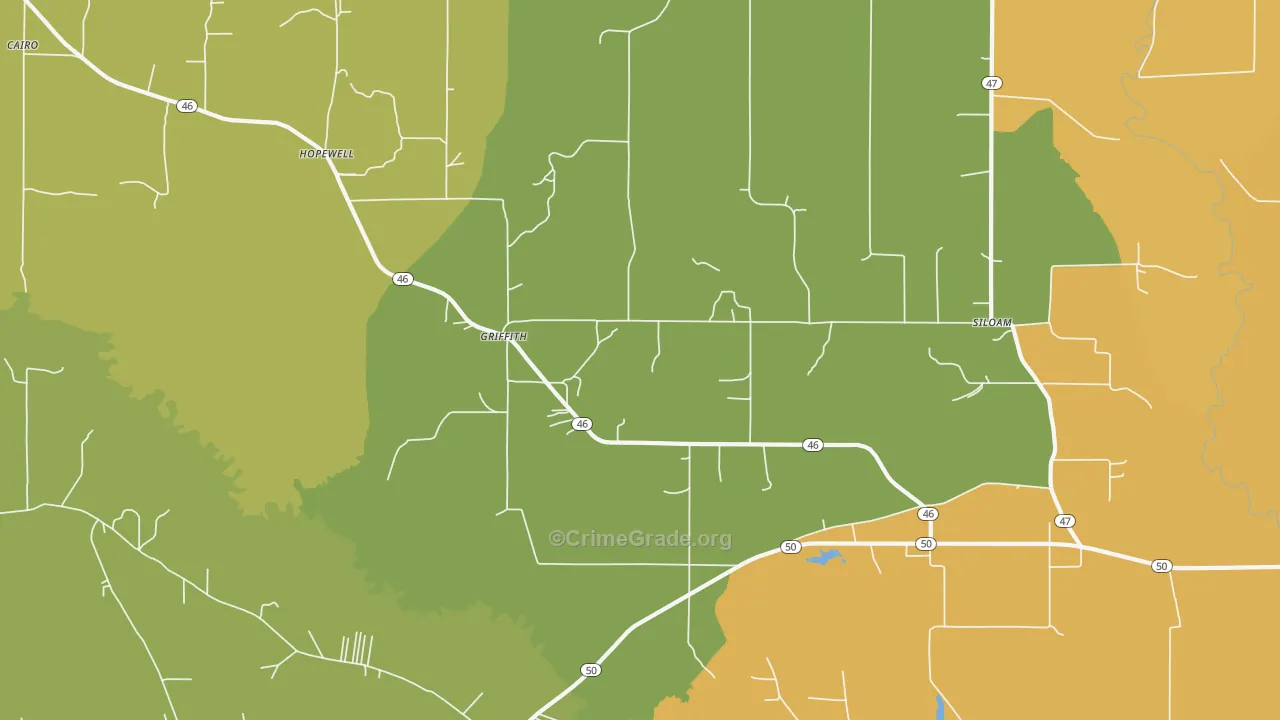 Griffith, MS Map of Murder Rates