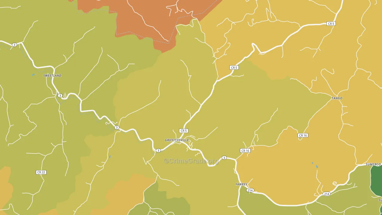 Griffithsville, WV Map of Murder Rates