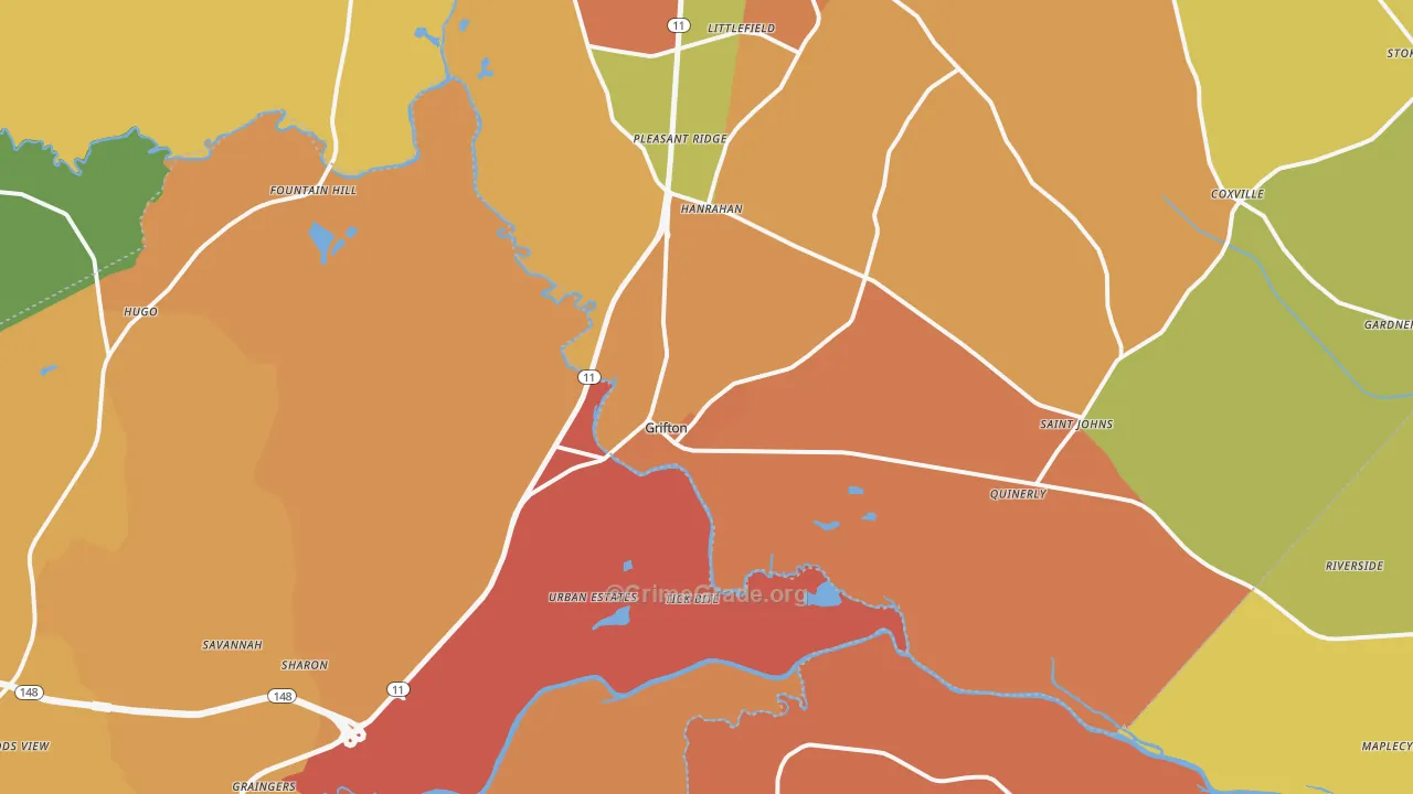 Grifton, NC Map of Murder Rates
