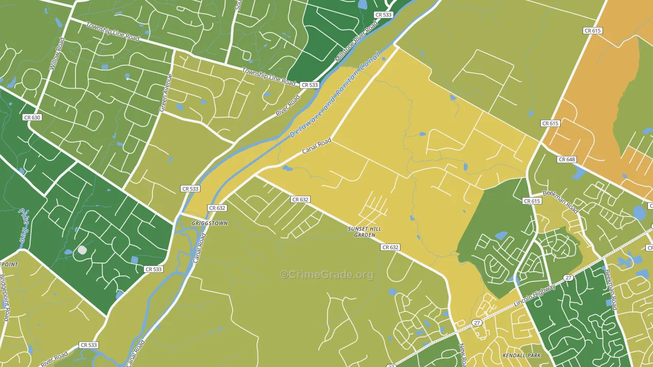 Griggstown, NJ Map of Murder Rates