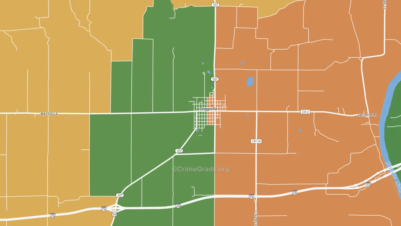 Griggsville, IL Map of Murder Rates