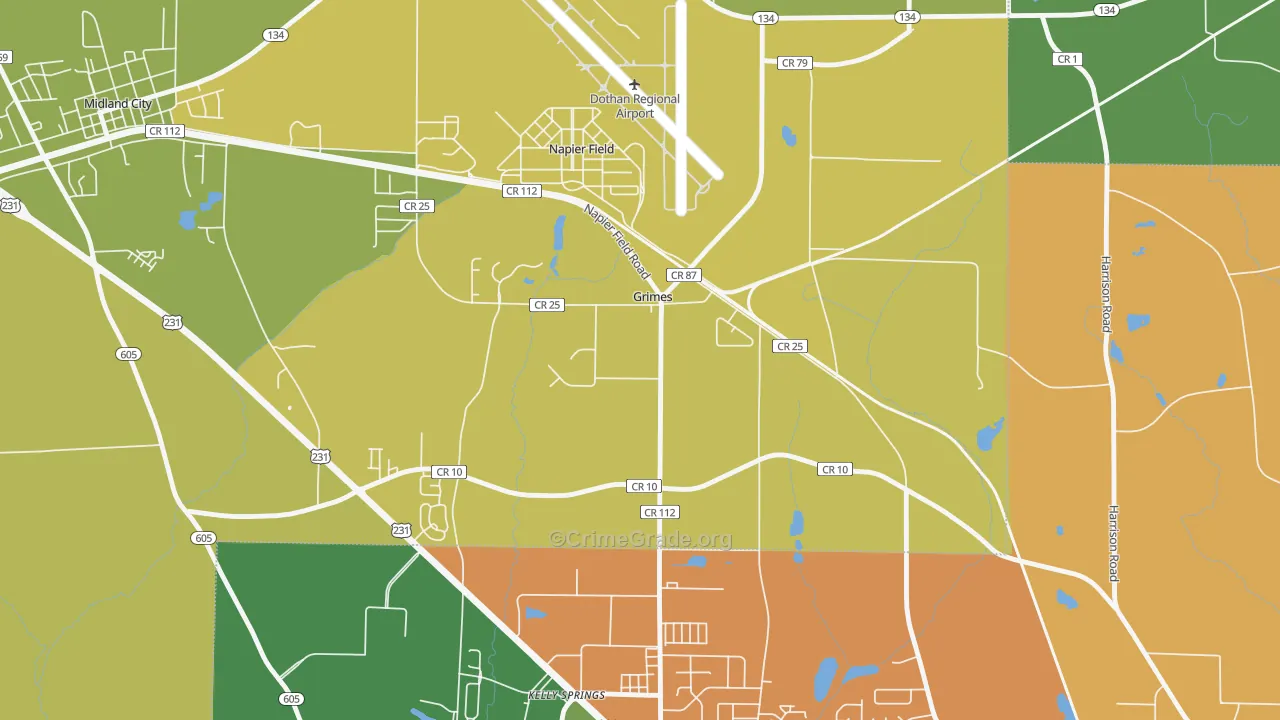Grimes, AL Map of Murder Rates