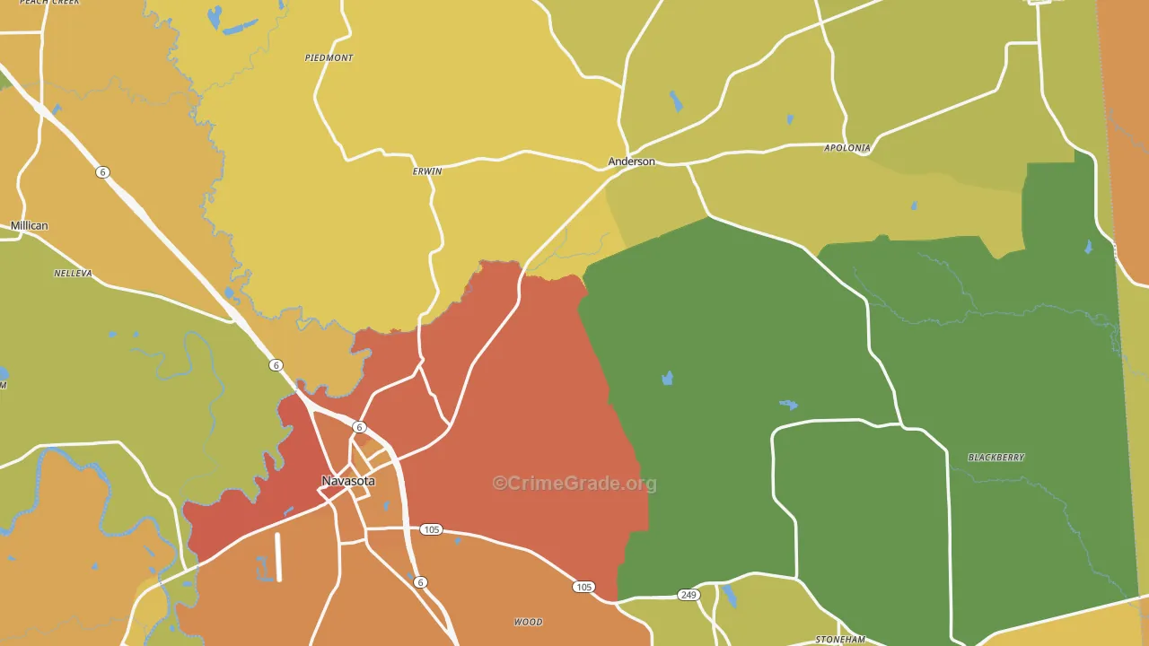 Grimes County, TX Map of Murder Rates