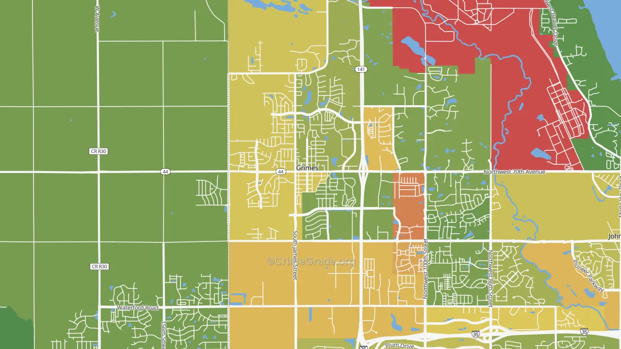 Grimes, IA Map of Murder Rates