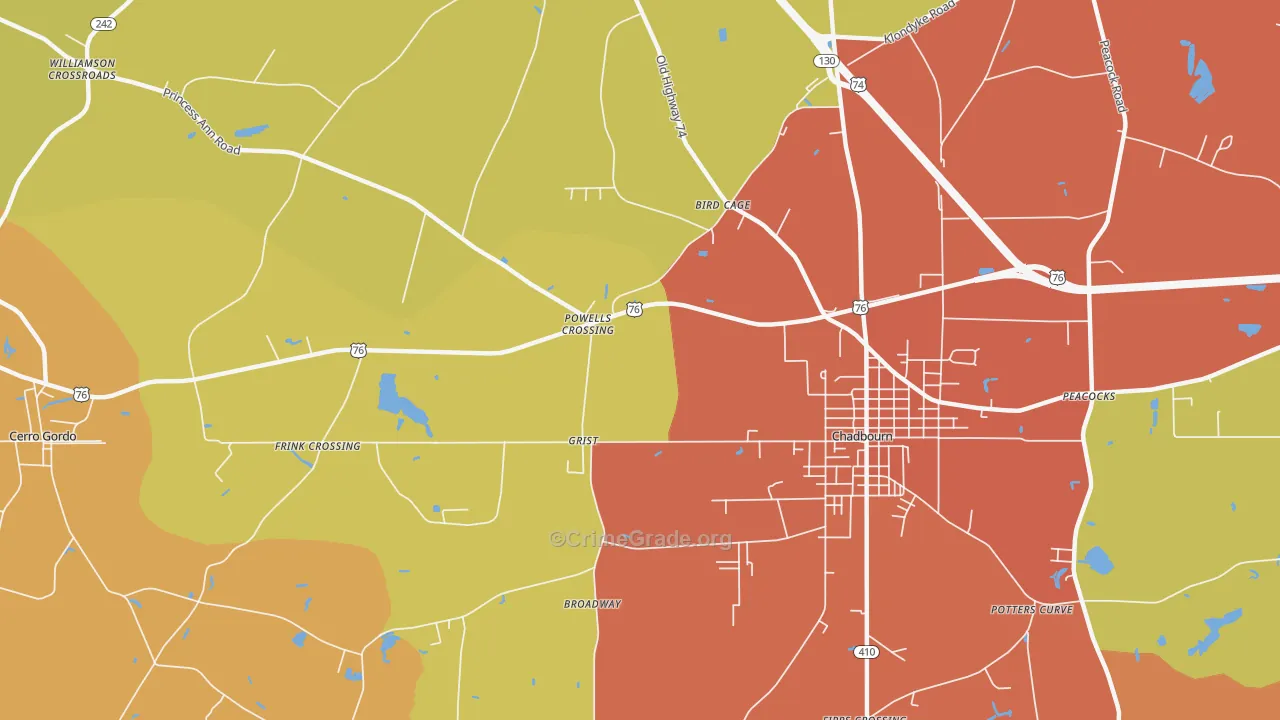Grist, NC Map of Murder Rates