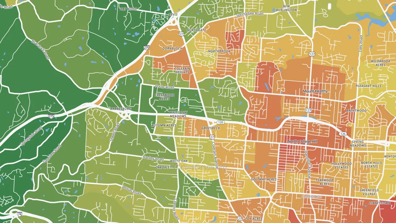 Groesbeck, Cincinnati, OH Map of Murder Rates