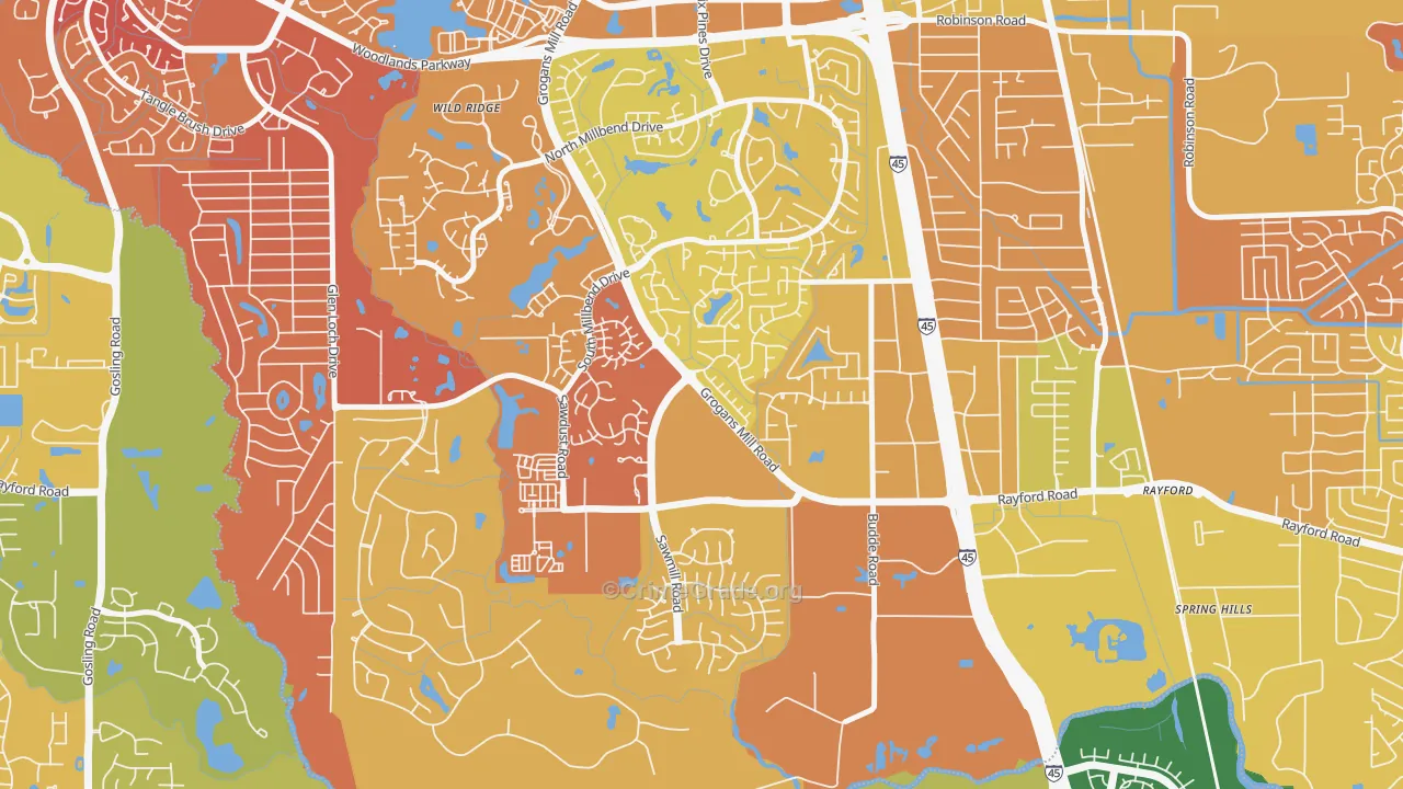 Grogan's Mill, The Woodlands, TX Map of Murder Rates